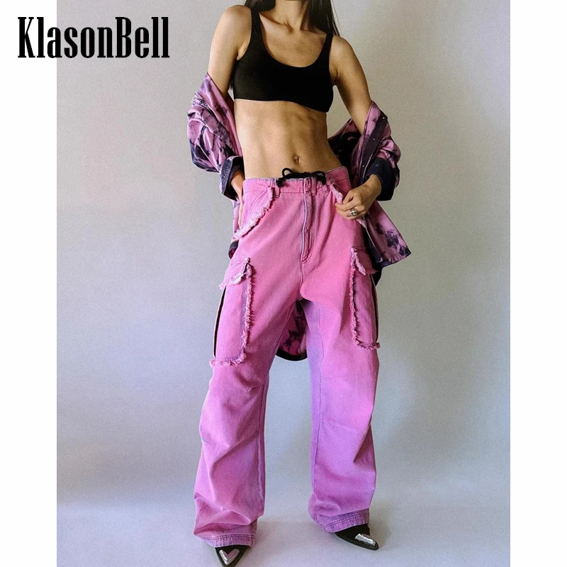 

5,14 KlasonBell модные потертые карманы на шнуровке джинсы-карго для женщин