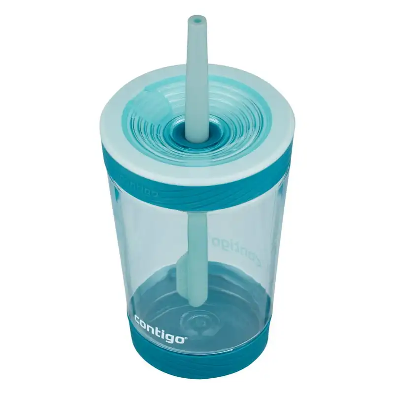 

Spill-Proof Plastic Tumbler with Straw Honeydew, 14 fl oz.