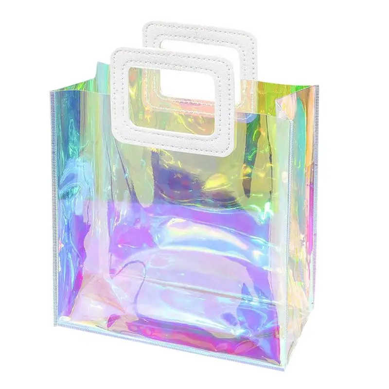 

Gift Bags Waterproof Clear Tote Bag Gift Wrap Bags PVC With Handle For Birthday Christmas Travel Wedding Shopping.