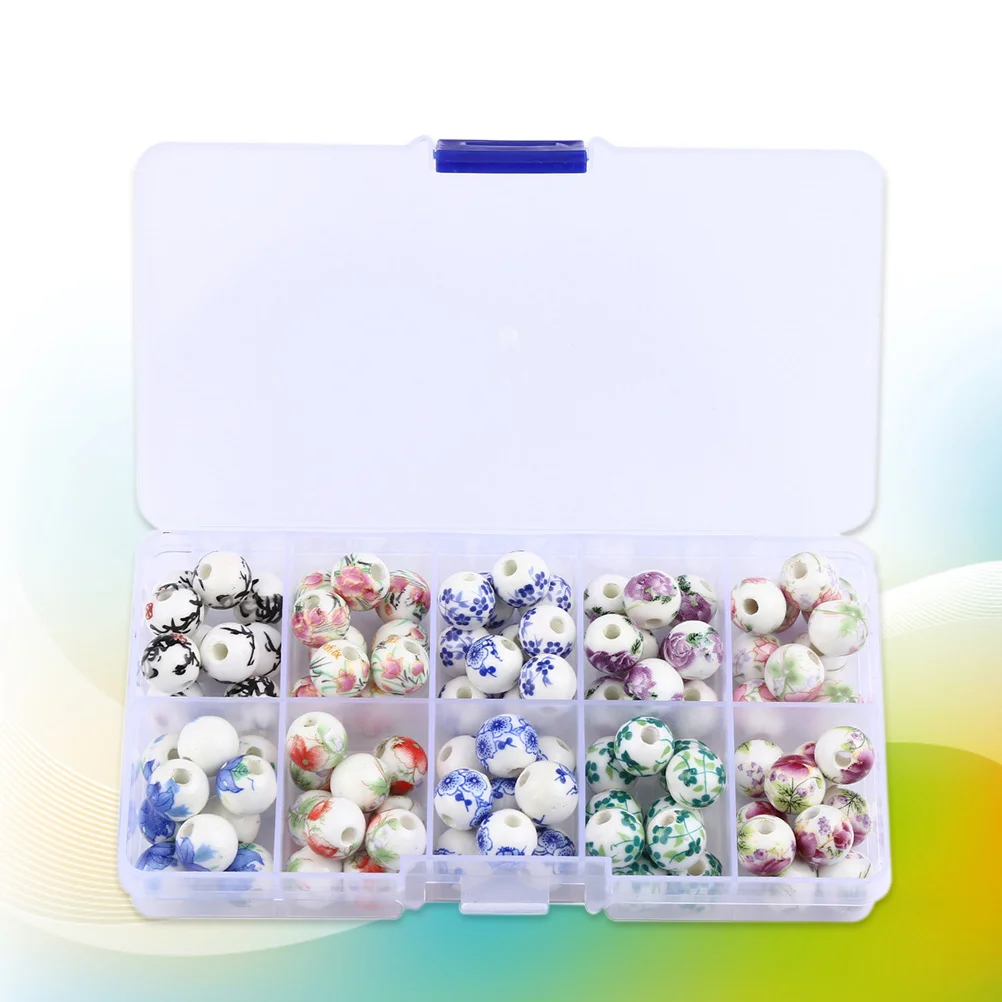 

100PCS 10MM Round Ceramic Loose Beads Chinese Style Gemstone Spacer Beads for Jewelry Making DIY
