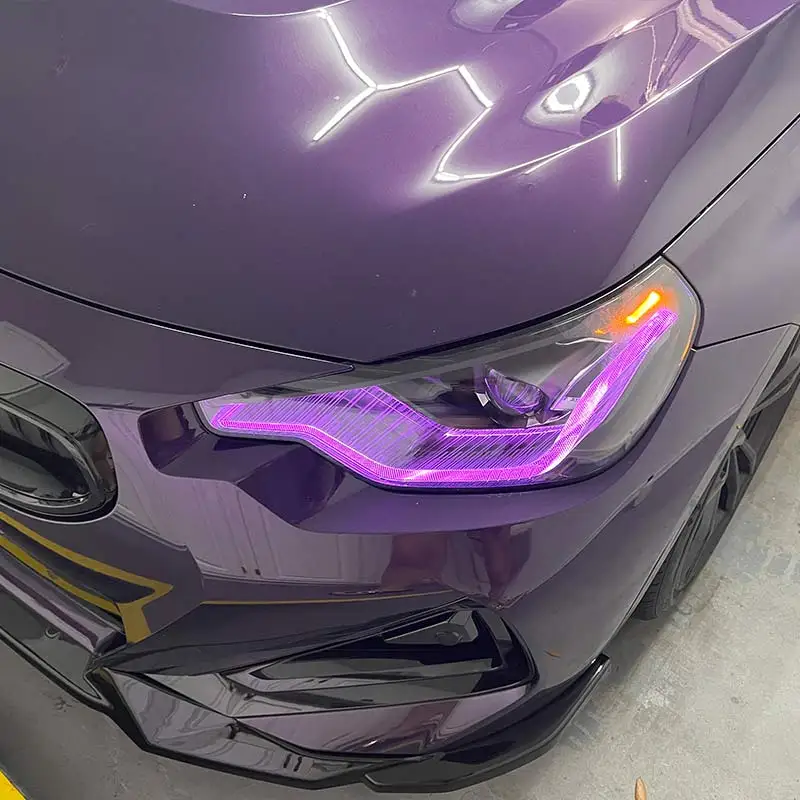 Фото Для BMW 2 серии G42 M2 G87 M235i M240 CSL Style RGB Желтые ДХО Фиолетово-красные светодиодные накладки Angel Eye Синие №3