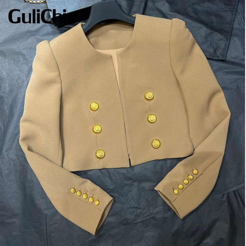 11 14 GuliChic женская темпераментная золотая завинчивающаяся пуговица украшение из