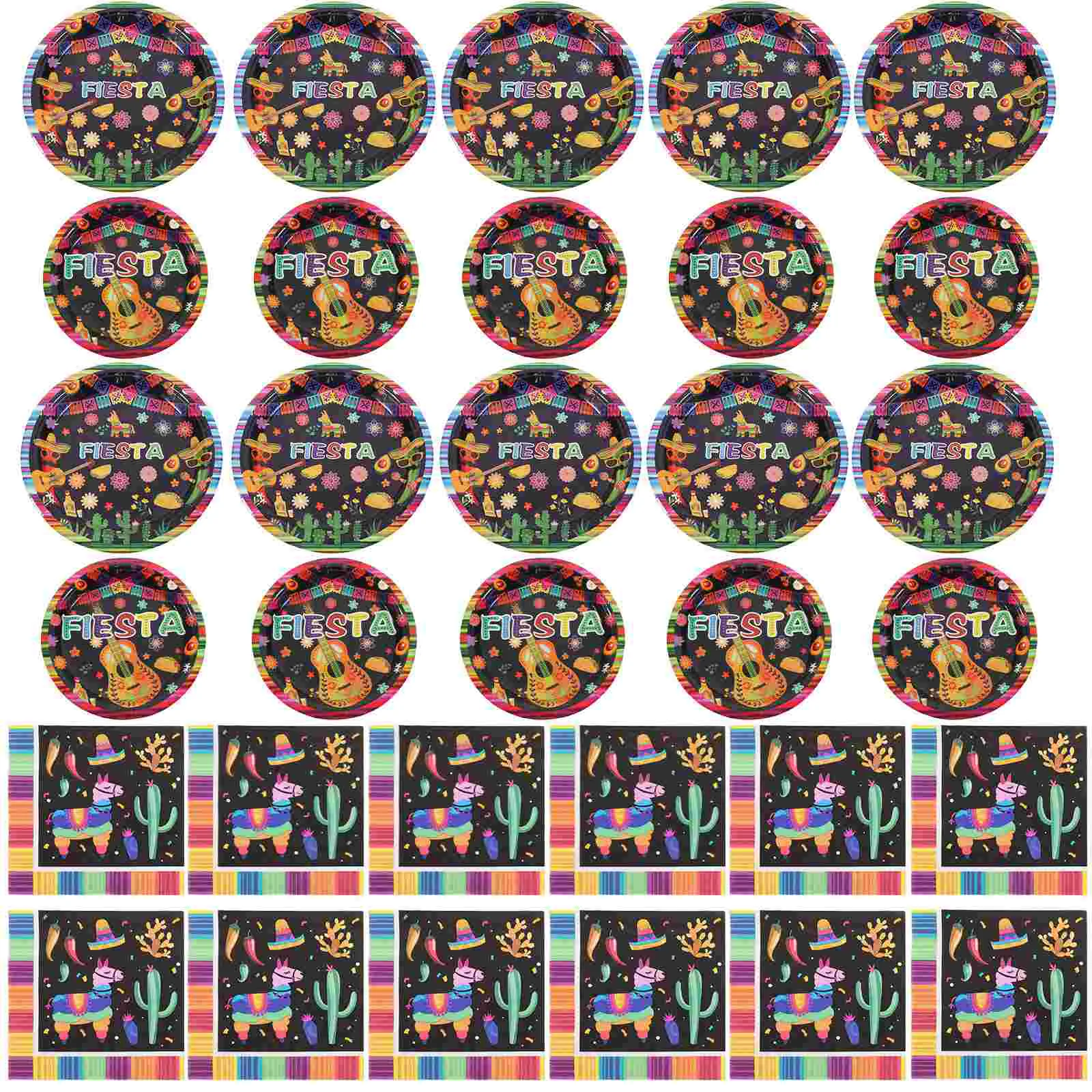 

1 Set Fiesta Party Tableware Cinco De Mayo Party Paper Dinnerware Festival Supply
