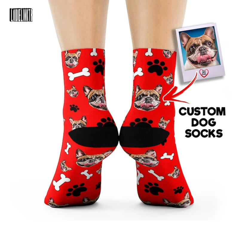 

New Design Dog Bone Socks Customized Personalize Your Pet Picture Face Socks Female Summer Cotton Casual Happy Socks For Gift