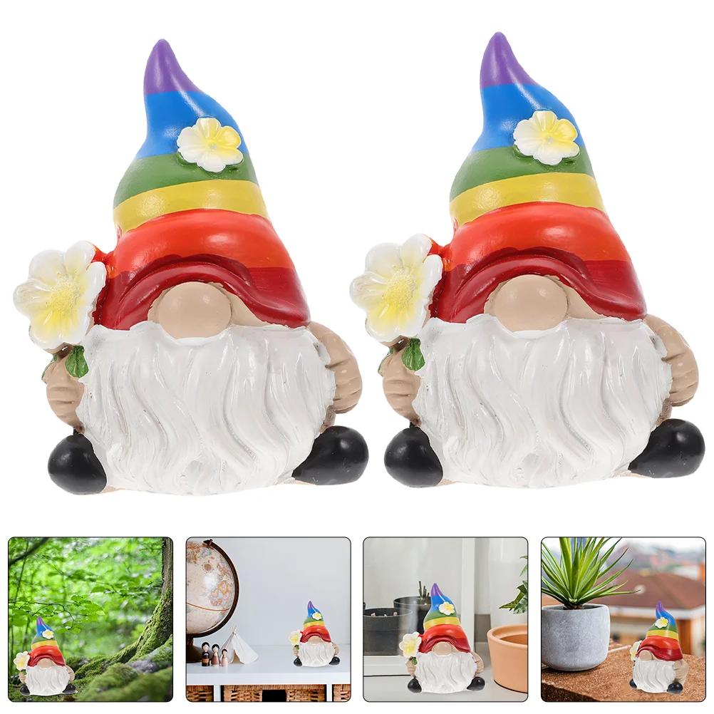 

2 Pcs Ornaments Tiny Gnomes Outdoor Garden Dwarf Decoration Funny Statues Decorations
