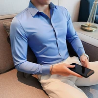 2022 mens shirts long sleeve casual slim fit men dress shirts solid color formal business social clothing blouse plus size s 3xl
