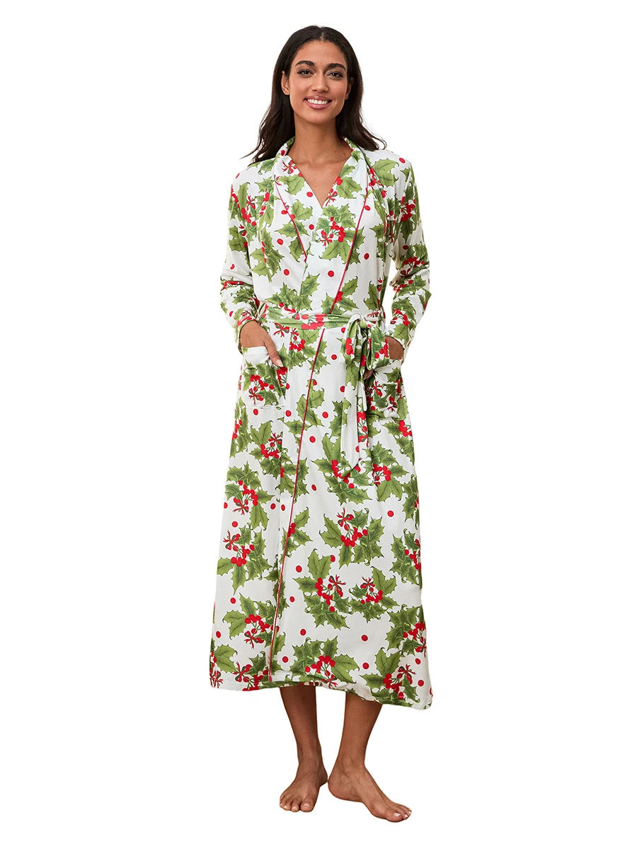 Женский халат с длинными рукавами модный принт спа-ночное кимоно поясом для