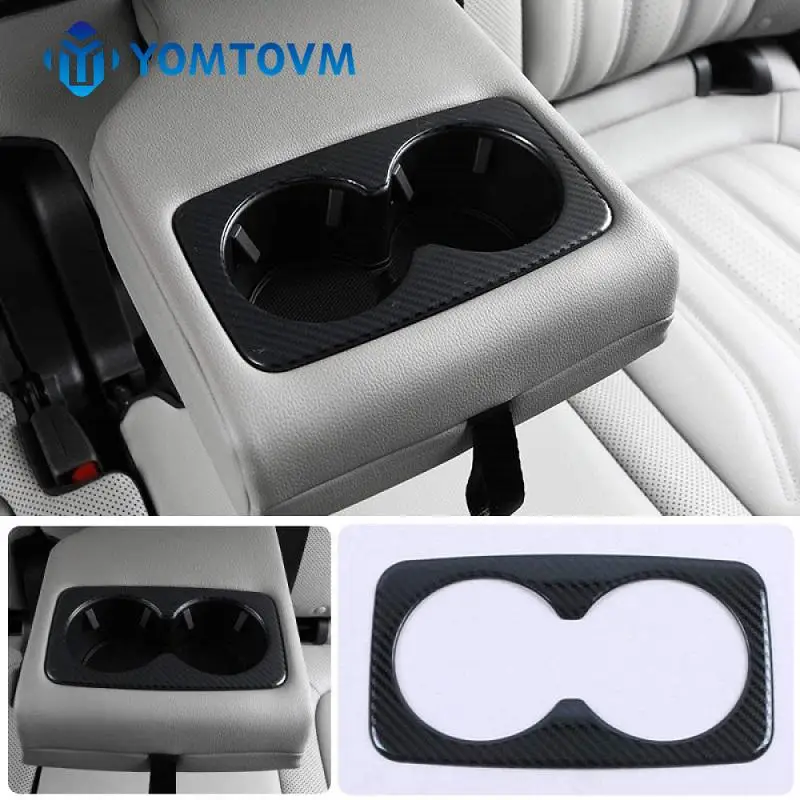 

Stainless Interior Rear Water Cup Holder Cover Carbon Fiber Black Decorative Covers For Ford Bronco Sport 21-22 / Escape 20-21
