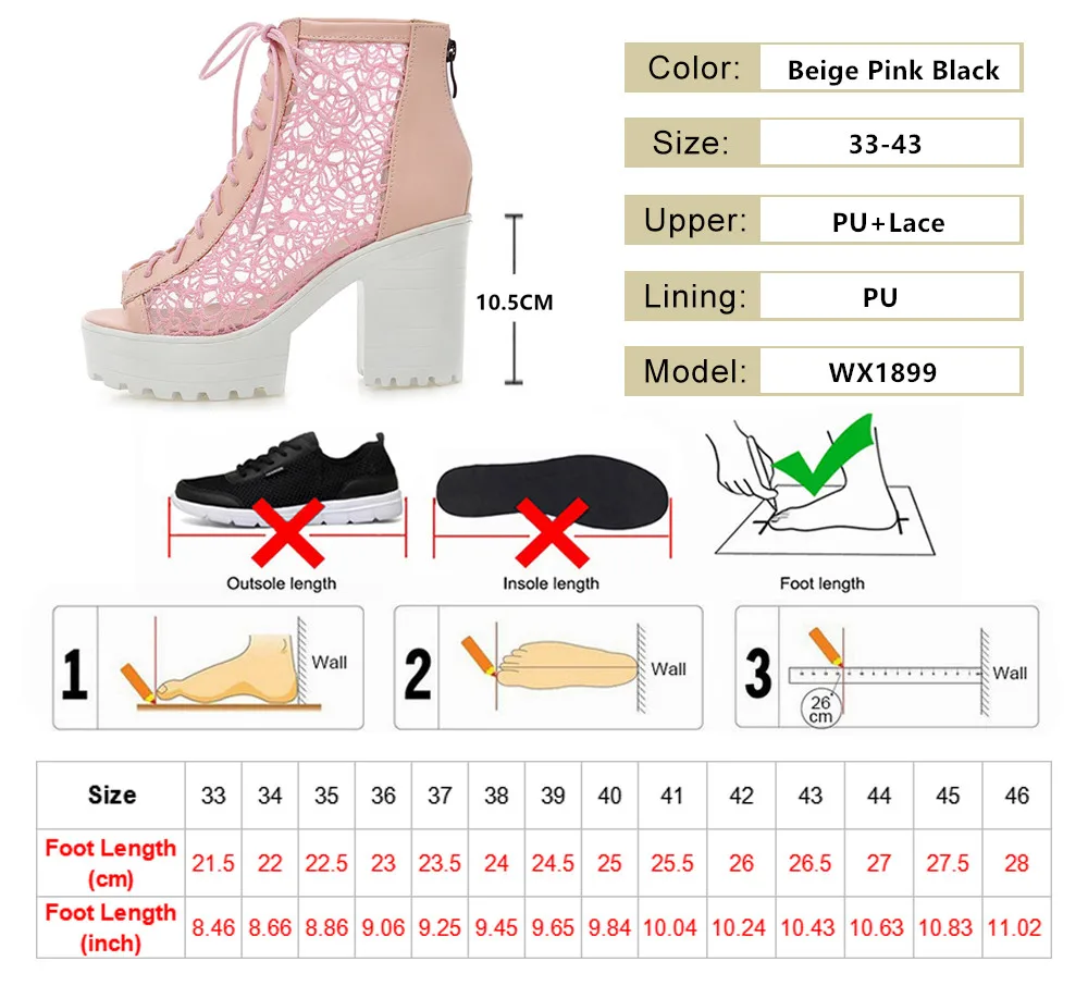 Peep Toe Mesh Summer Lace-up Women Cool Boots Sandals 2023 New Designer Platfrom High Heels Pumps Thick Bottom Ladies Shoes