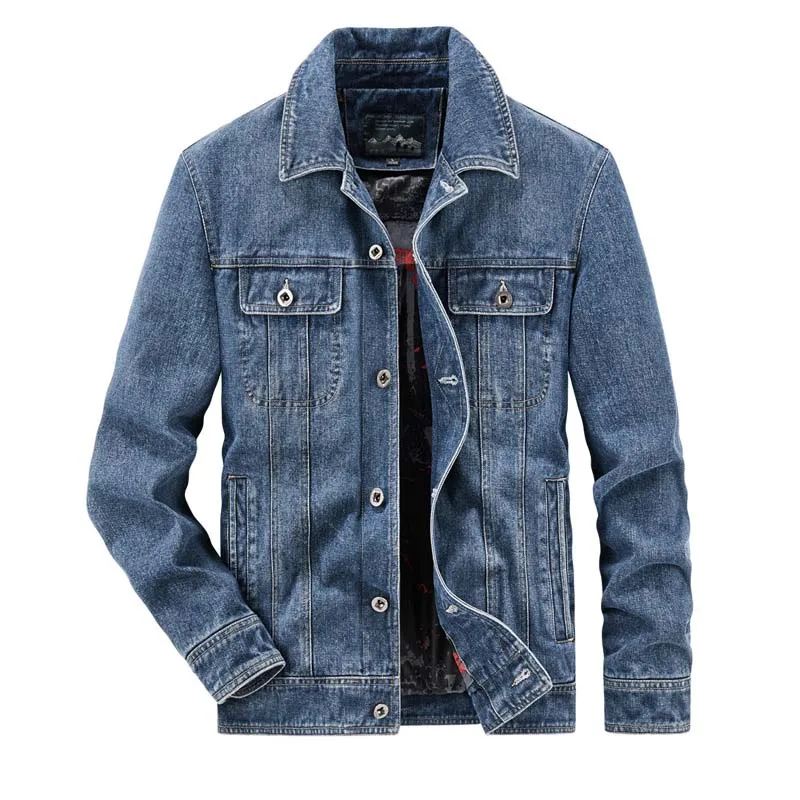 Men Cargo Classic Denim Jackets Loose Fit Simple Jeans Coat Top Clothing Spring Autumn