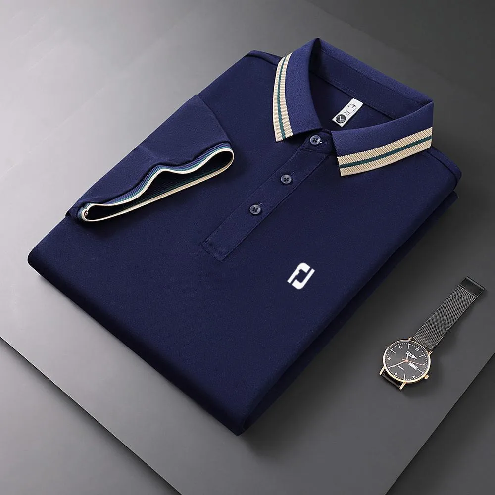 Golf clothing men's new polo shirt Korean fashion short sleeved T-shirt Golf men's casual business polo shirt button neck top