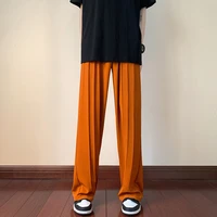 summer thin pleated pants men fashion oversized wide leg pants men korean loose straight ice silk pants mens trousers s 2xl