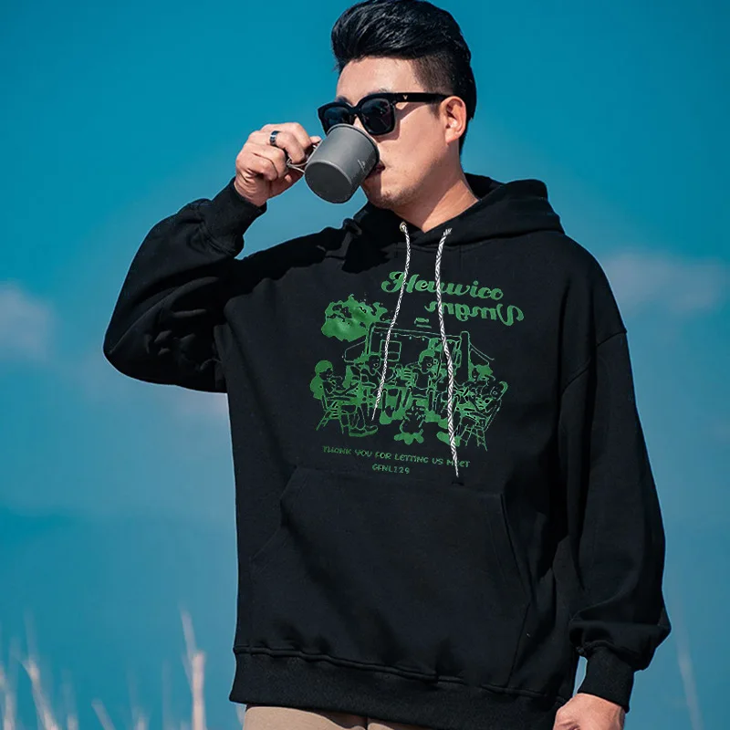 Мужской осенне-зимний повседневный свитер с капюшоном и принтом размера плюс