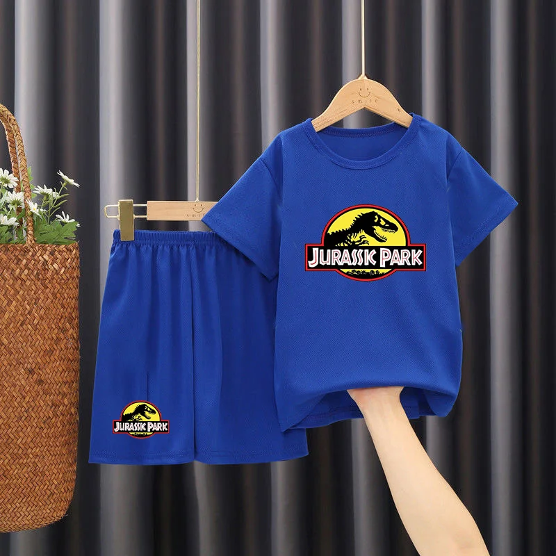 

Jurassic Park Two-Piece Set 4-14 Years Kids Clothes Suit Boys Girls Clothing Fashion Casual Children's Dinosaur Print T shirt
