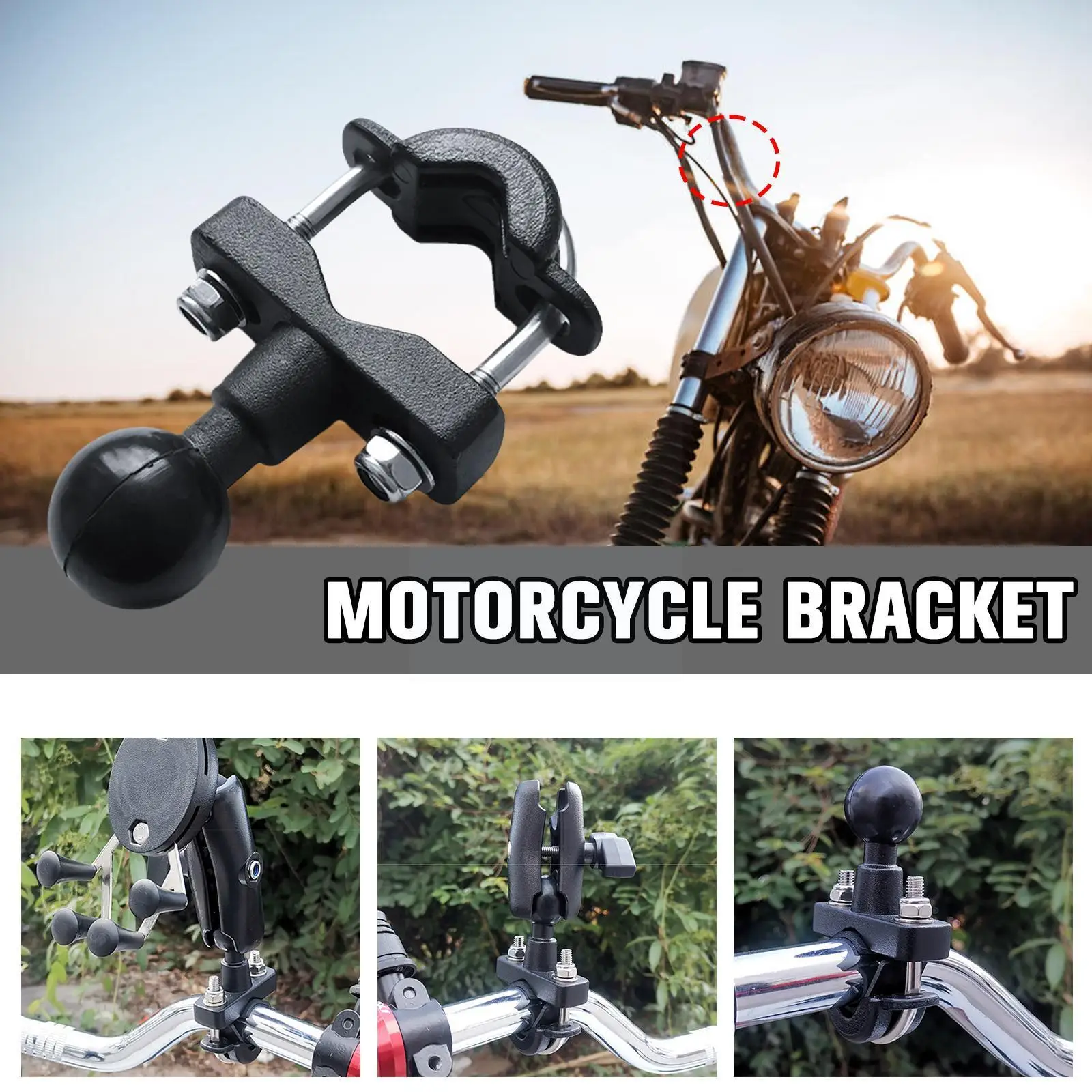

1 Inch Ball U-bolt Motorcycle Handlebar Bike Rail Rod Mount Base For Camera Smartphone For Ram Mount N3h3