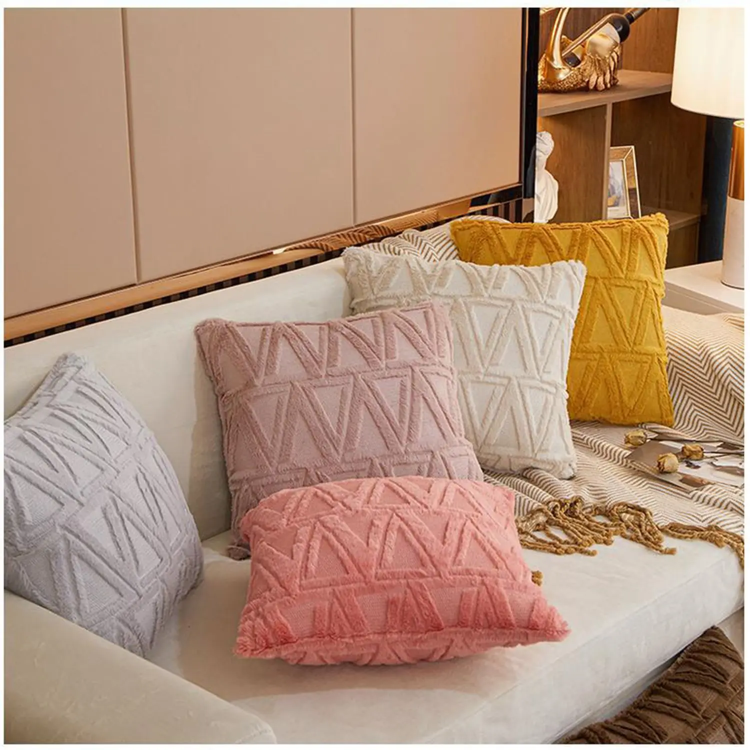 

Декоративные наволочки для дивана, домашний декор, Квадратные наволочки для диванных подушек в стиле бохо, плюшевые бархатные наволочки