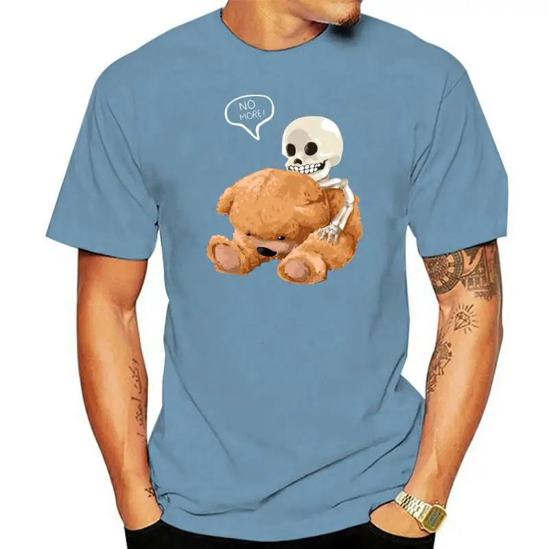 

Футболка с надписью «No More Pretending With Skeleton Teddy Bear», уличная одежда в стиле Харадзюку, футболка с коротким рукавом, женские брендовые футболки, топы