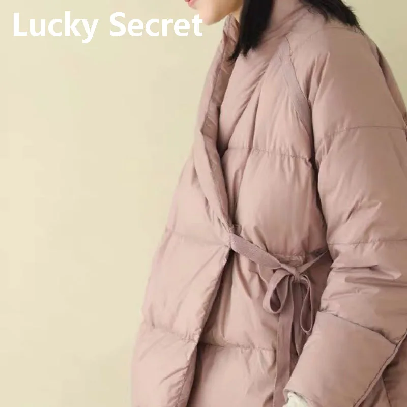 2022 retro art new style slant-lapel light down jacket women winter short baggy bread jacket Women's winter jacket down coats