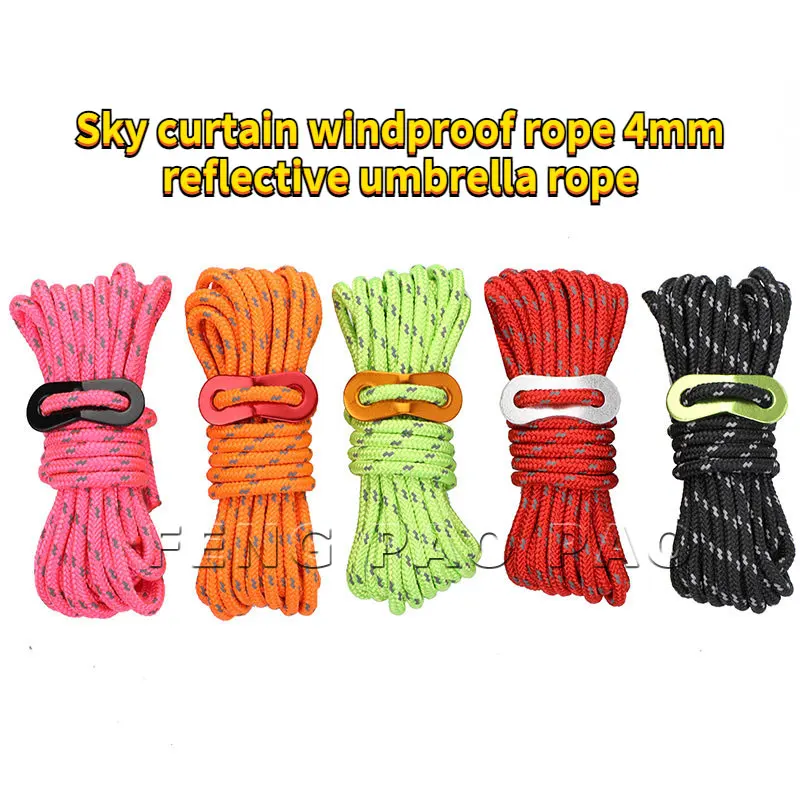 4pcs Multifunction Tent Rope Tent Accessories Outdoor Sports Camping Hiking 400cm Durable Polypropylene Rope