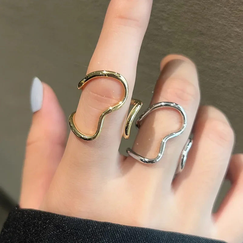 Креативные модные кольца из нержавеющей стали с нерегулярной линией для женщин и