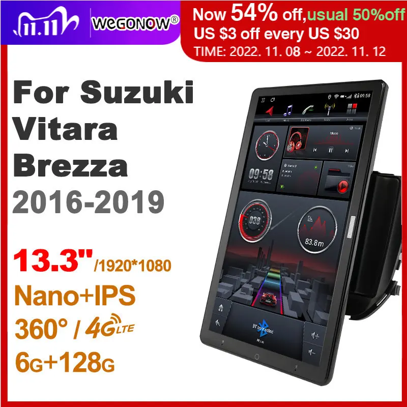 

Автомобильный радиоприемник 13,3 дюймов Ownice 1Din Android 10,0 для Suzuki Vitara Brezza 360-2016 GPS автомобильный аудиоплеер SPDIF 4G LTE без DVD