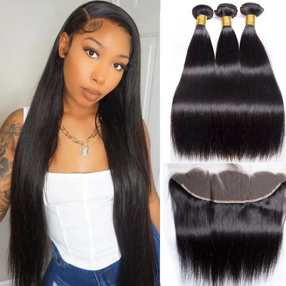 

Straight Transparent Bundles With Frontal Cheap Long Straight Bundles With Closure 12A Brazilian Hair Weave Bundles With Closure