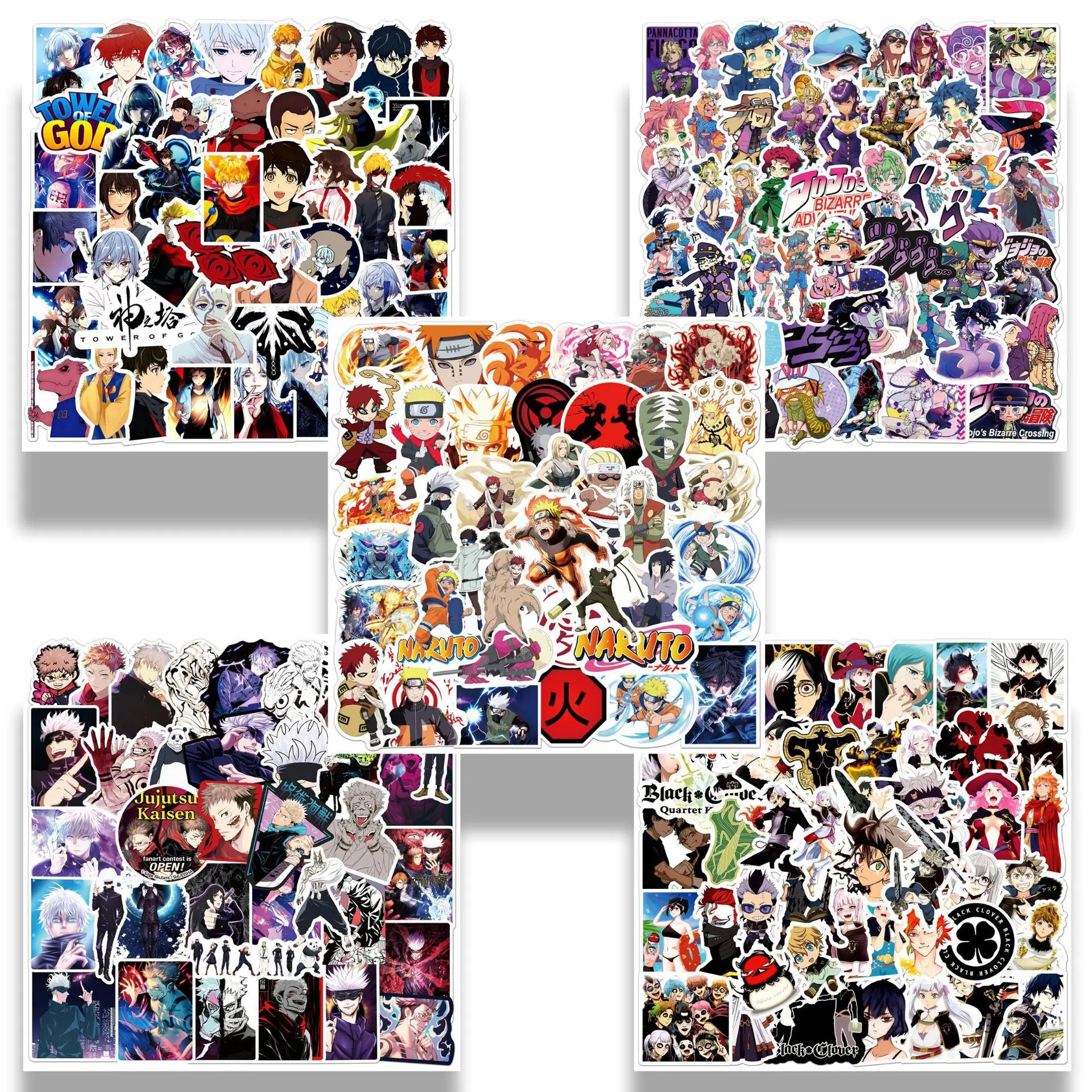 

50Pcs/Set Anime Stickers Naruto Demon Slayer One Piece Genshin Impact Spy X Family Jujutsu Kaisen PVC Waterproof Sticker Toys