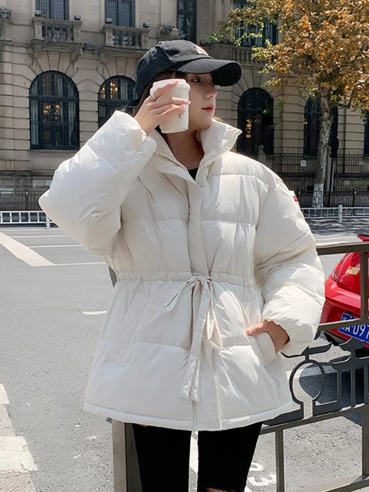 2022 Hot Sale Women Winter Jacket Stand Collar Slim Elegant Solid Female Cotton Padded Warm Coat Winter Parka Clothes