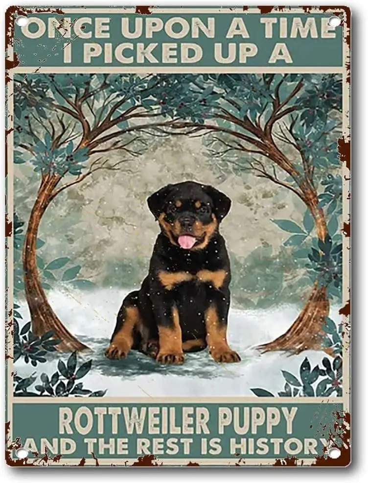 Tn Sgn Rottweler Puppy Once Upon Tme Vntge Lover Home Br People Cve Office Shop Bthro