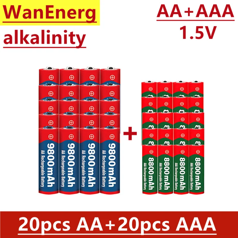 

AA + AAA rechargeable battery, 1.5V 9800mah / 8800mah, alkaline technology, suitable for remote control, toys / computers, etc