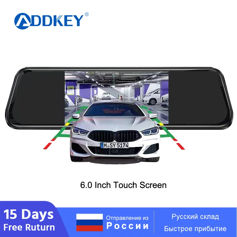 

Зеркало-видеорегистратор ADDKEY, 6 дюймов, 1080P, с G-датчиком