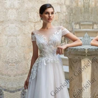 gabriellar scoop wedding dress princess buttons aline exquisite appliques shortsleeve mopping gown bryllupskjole 2022 women