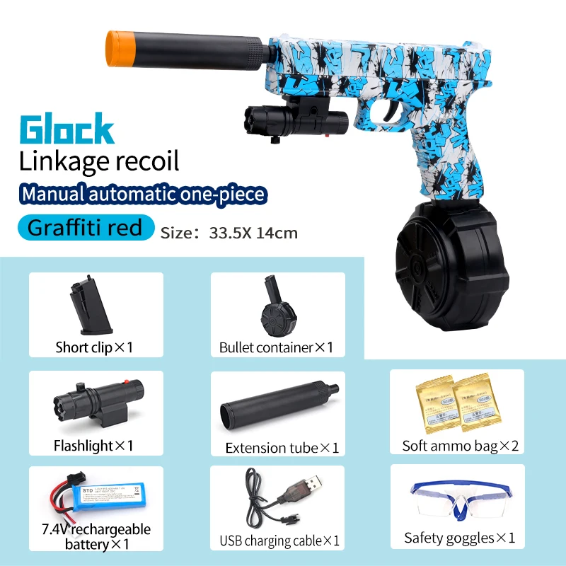 

2022 Electric Glock Gel Blaster Gun Water Ball Toy Gun Shooter Pistol Airsoft Weapon For Adults Children Outdoor CS Shooting Gam