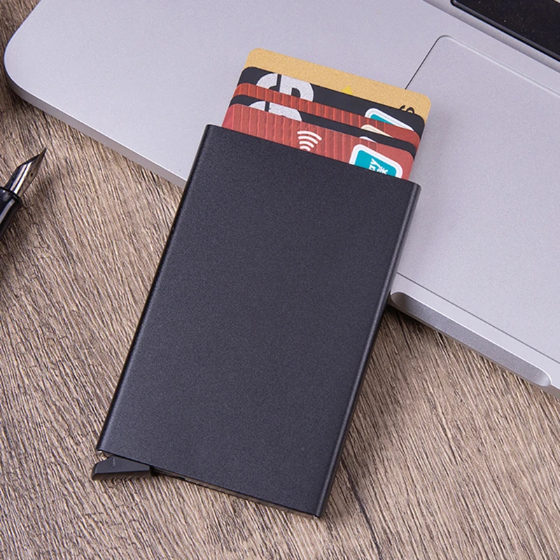 Металлический тонкий мужской мини-кошелек с защитой от Rfid-блокировки