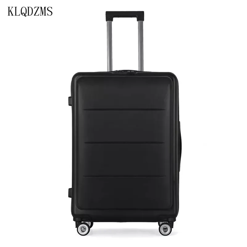 KLQDZMS 20''22''24Multifunctional Double Zippered Suitcase Unisex Cabin Front Opening Roller Luggage Waterproof Bag For Students