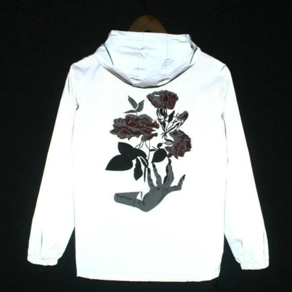 

Мужская Светоотражающая повседневная куртка, Женская ветровка, пальто с капюшоном в стиле хип-хоп, водонепроницаемая уличная одежда с прин...