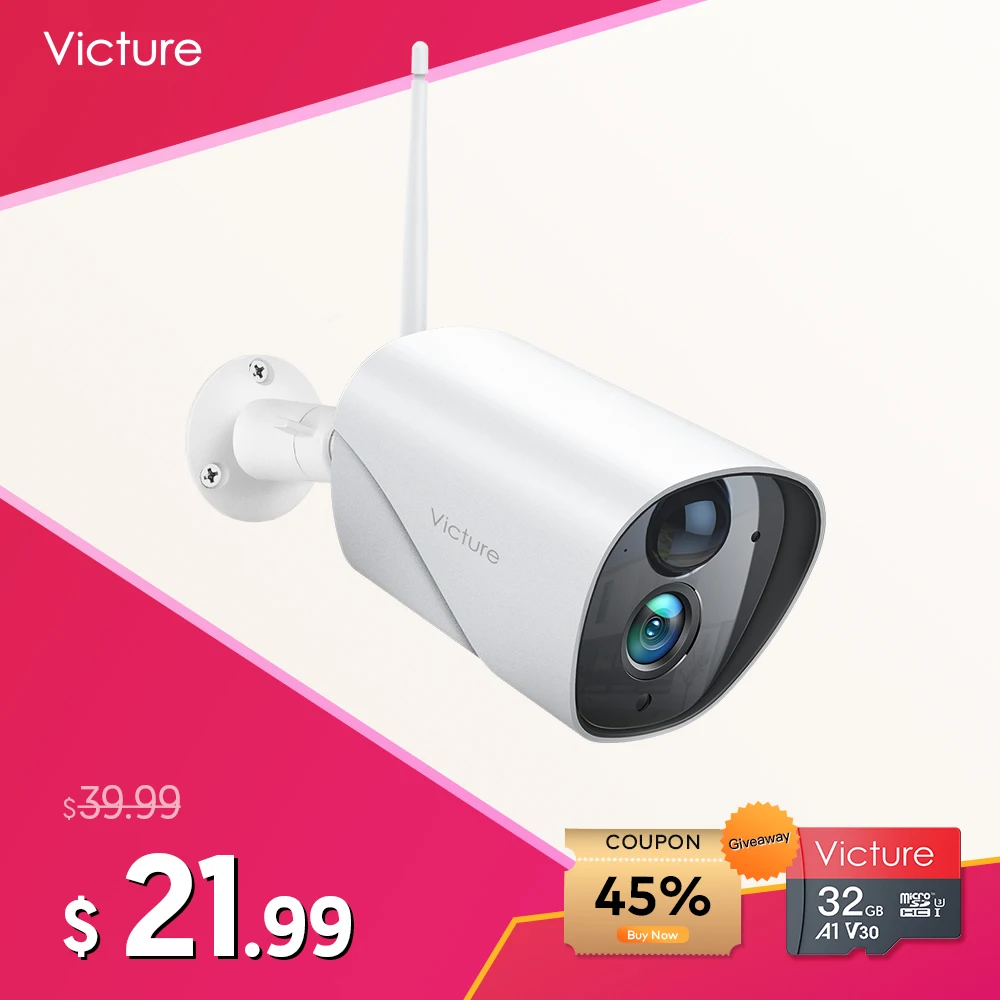 Уличная цилиндрическая камера Victure PC750 1080P с защитой от атмосферных воздействий и