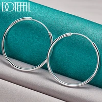 doteffil 925 sterling silver smooth 30mm big circle hoop earrings for women wedding engagement party jewelry
