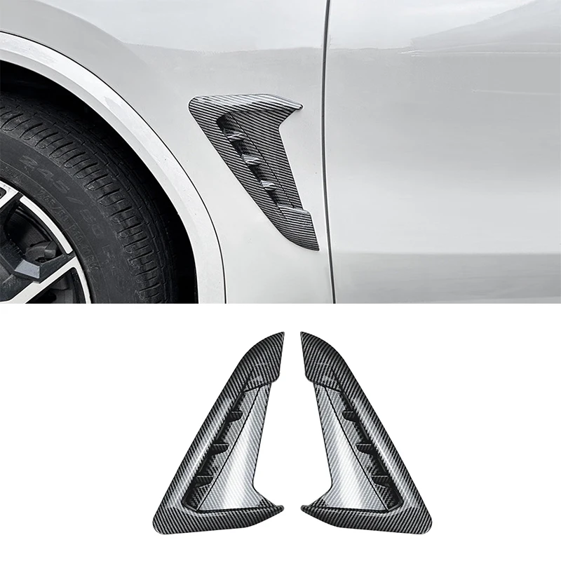 

Глянцевые черные/карбоновые декоративные наклейки на переднюю панель автомобиля в виде акулы, сбоку, крыла, вентиляционного отверстия для BMW X3 X4 G01 G02 M Sport 2018-2023