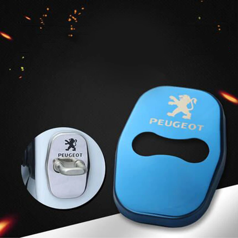 

4Pcs/Set Accessories Car Stainless Steel Door Lock Protector Cover For Peugeot 207 301 307 407 507 508 408 308 206 406 1008 5008