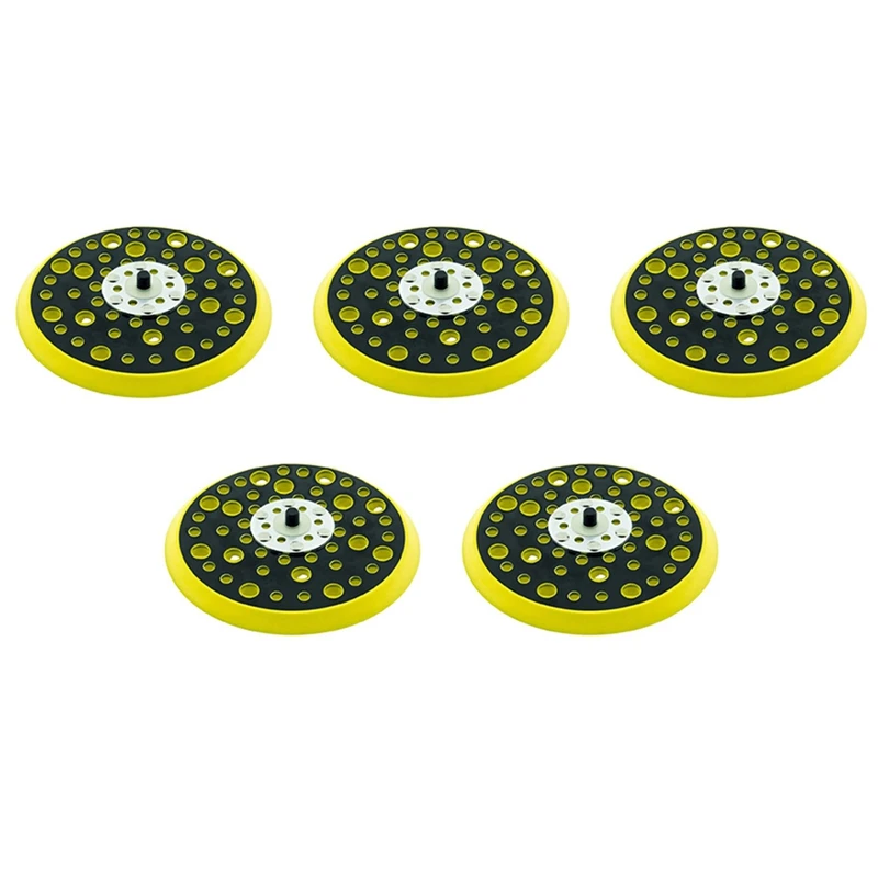 

5 Pcs 150Mm 5/16 Thread 52 Hole Medium Density Random Orbital Sander Hook & Loop Backing Pad Compatible With Mirka CEROS