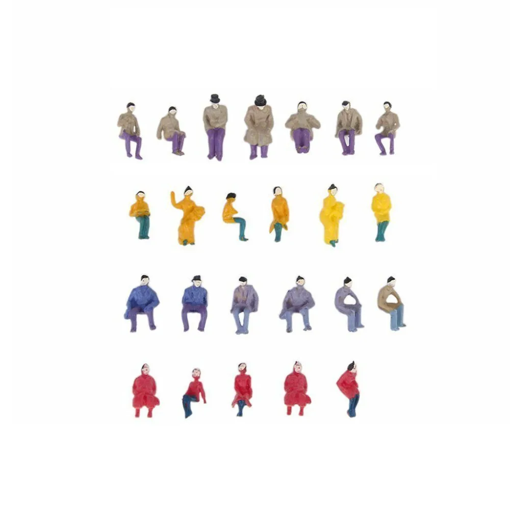 

25PCS seated painted dip joblot model railway SITTING people figures 13mm 1:87