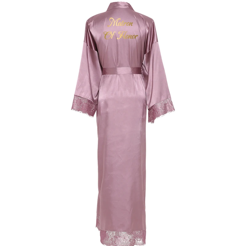 YUXINBRIDAL 2019 New Silk Mauve Satin Lace Robes White Bridesmaid Bride Robes  Bridesmaid Robes Wedding  Long Robe  Bathrobe