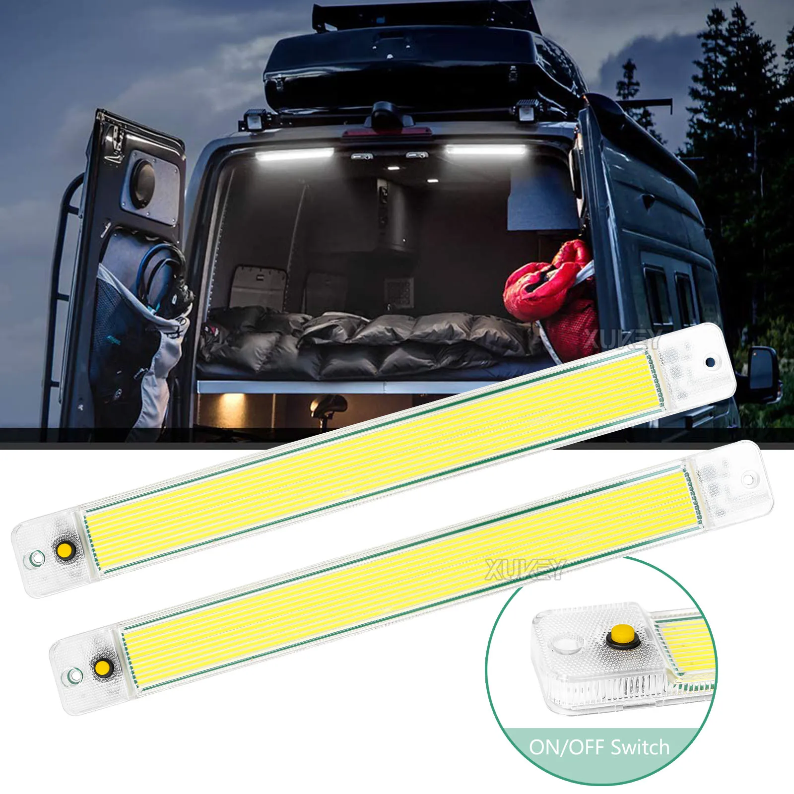 

2x 84LEDs COB Strip Light 10W 12V-24V Led Interior Reading Light for RV Camper Boat Van Trailer Car Truck Lorry Cabinet Caravan