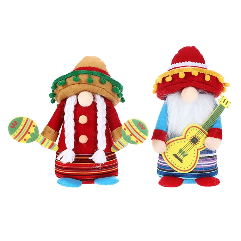 

Fiesta Gnome Cinco de Mayo Faceless Doll Tomte for Mexican Taco Tuesday Summer Home Kitchen Tiered Tray Decorations