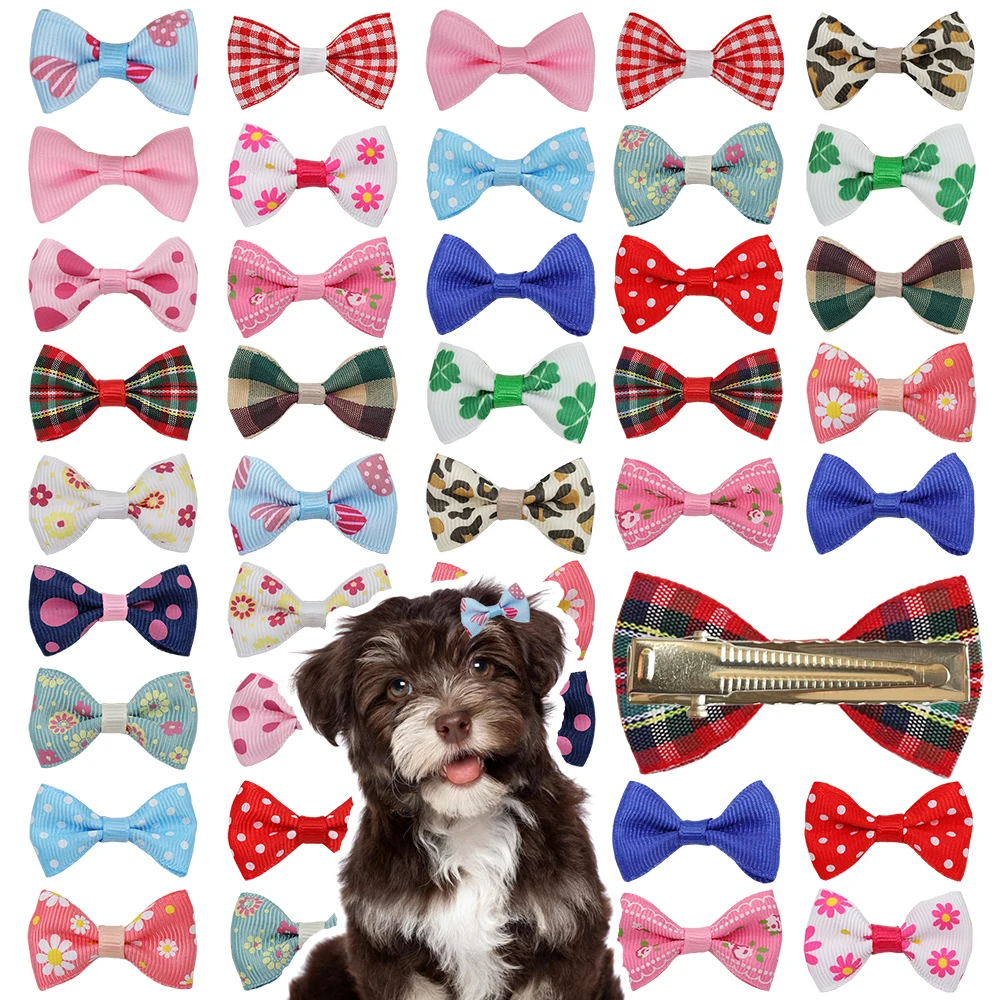 

10/20/30 pcs Dog Hair Bows Hairpin Grooming Cat Hair Bows Mix Colors Small Dog Accessories Pet Headwear