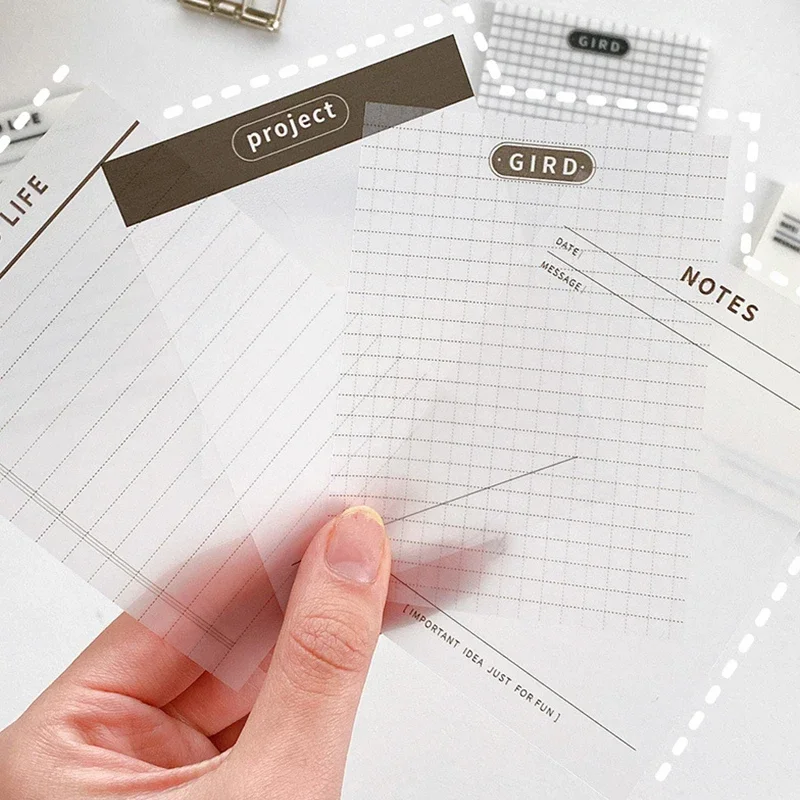 

Transparent Translucent Self-adhesive Record Books 50 Multi-function Sticky For Sheets Sticky Waterproof Notes Pads Note Grid