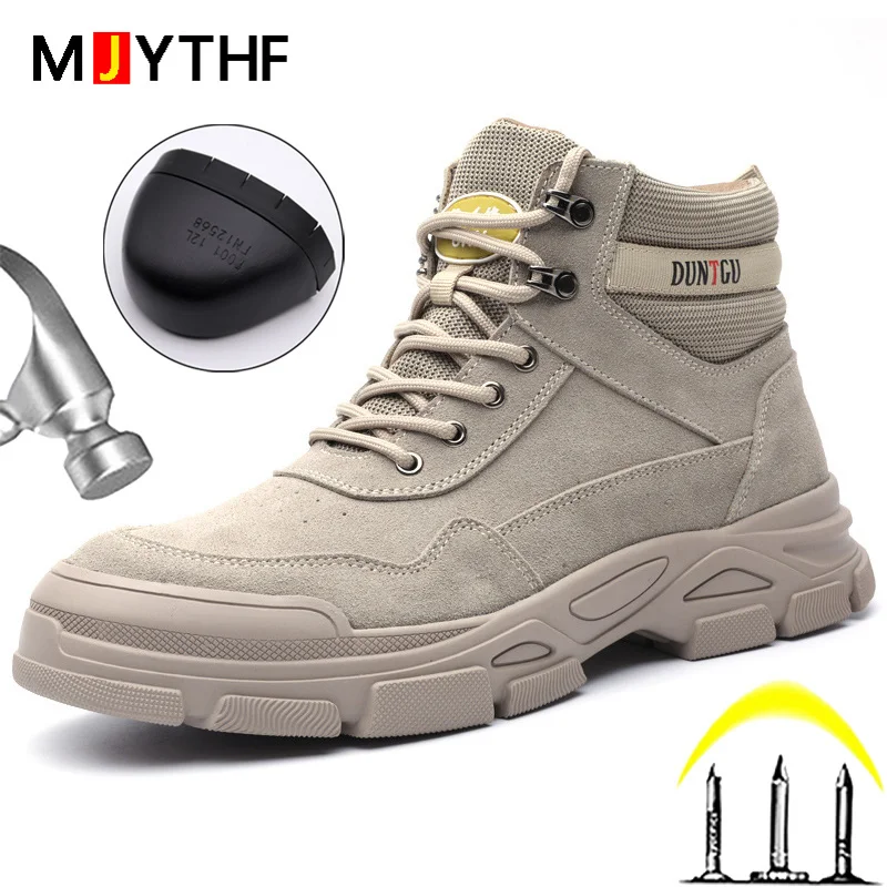 

Мужские защитные ботинки со стальным носком, Нескользящие износостойкие рабочие ботинки, обувь для сварки с защитой от искр, 2023