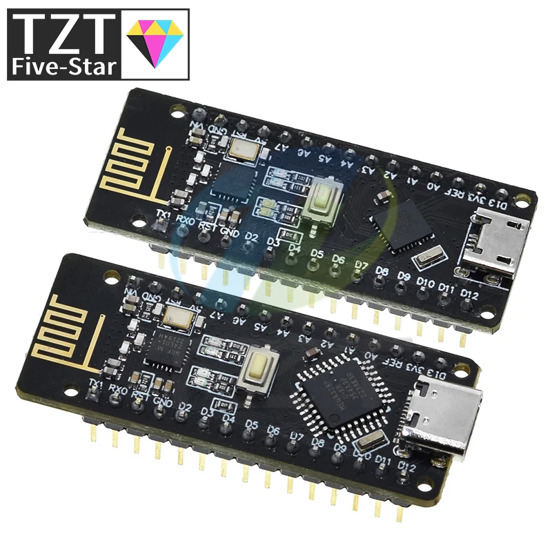 TZT RF-Nano для Arduino Nano V3.0 Micro USB плата ATmega328P QFN32 5 в 16 м CH340 интегрированная NRF24l01 + 2 4G