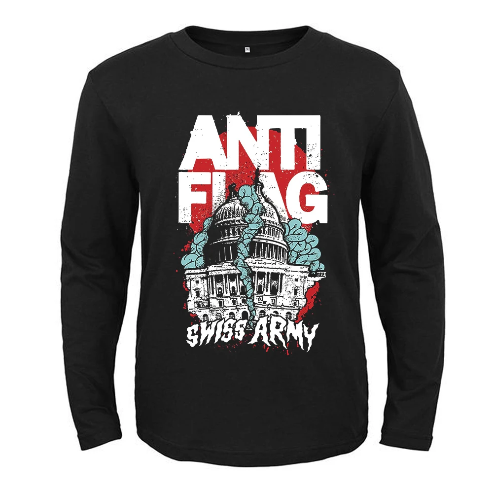 

13 Designs Anti flag Death Rock American Band Men Women Full Long Sleeves Shirt Black Metal Tee Fitness Rocker Punk